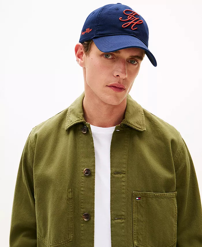 Casquette de baseball bleue avec monogramme logo script brodé