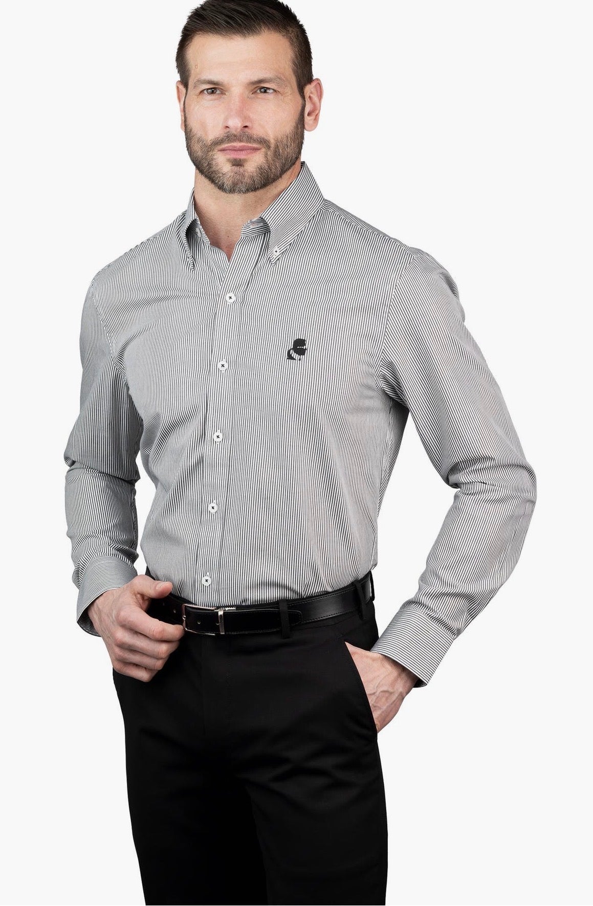 Chemise habillée en coton à rayures coupe ajustée