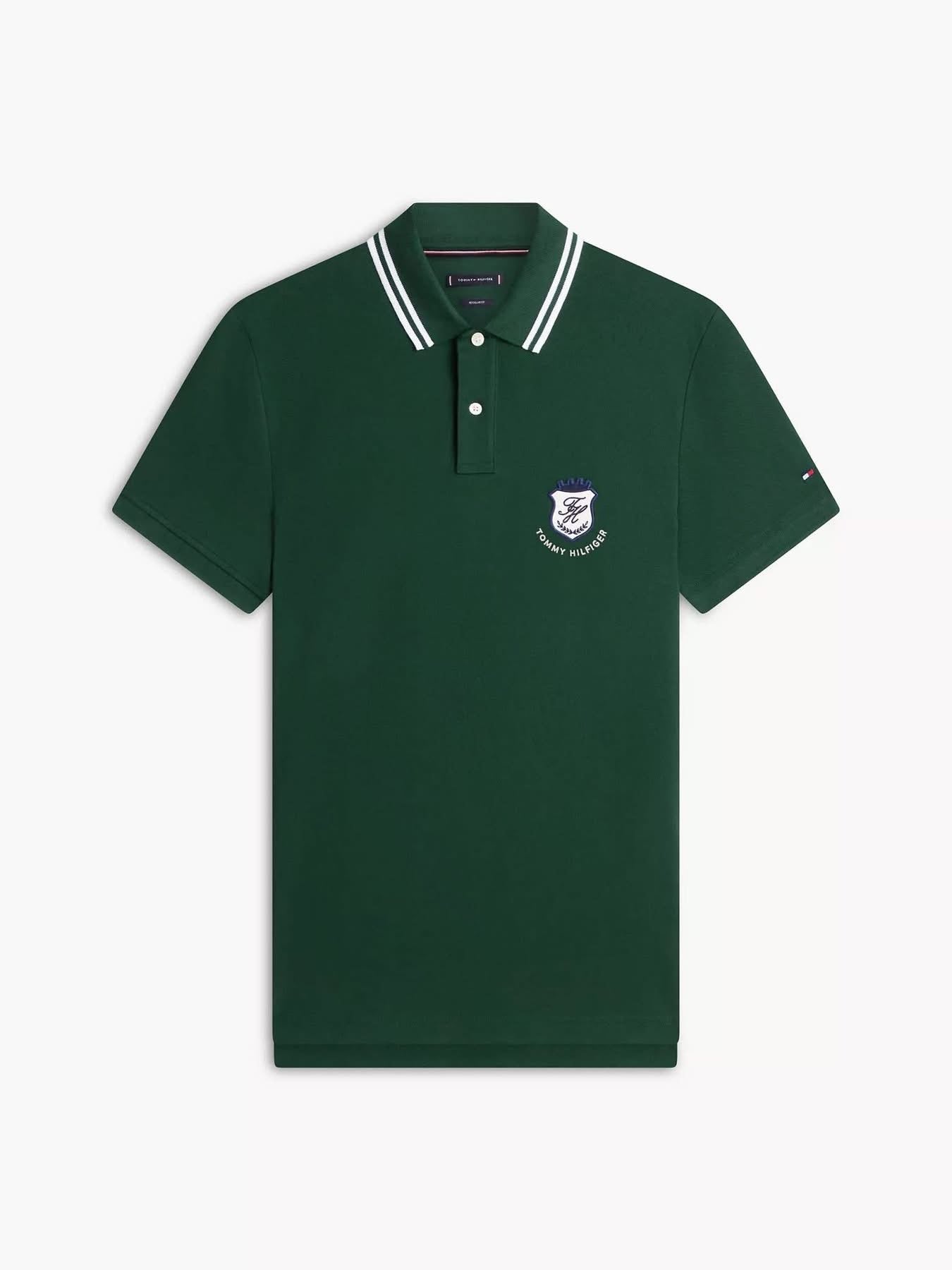 Polo en piqué avec monogramme et écusson, coupe régulière