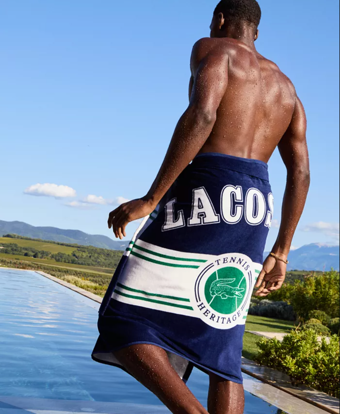 Lacoste Maison Serviette de plage en coton Lacoste avec écusson emblématique