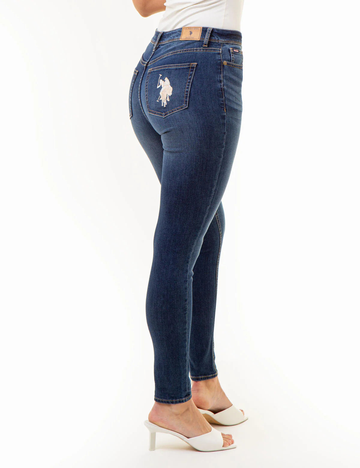 Jean skinny taille haute avec logo oversize