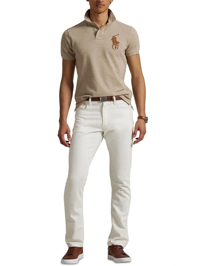 Polo homme coupe Custom Slim Fit avec logo Big Pony en cuir