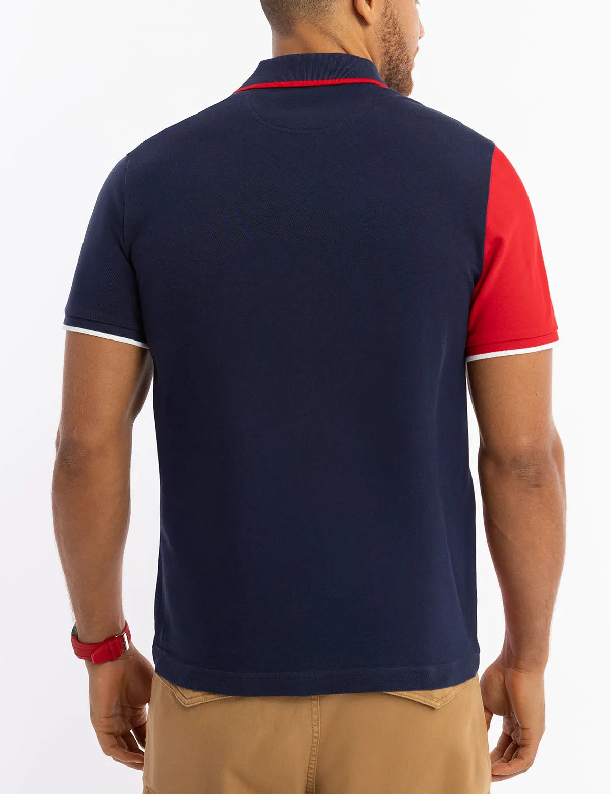 Polo piqué à drapeau à blocs de couleurs diagonaux