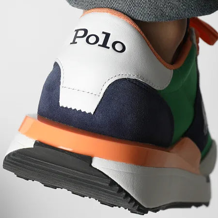 Baskets Train 89 bleu marine, vert et orange