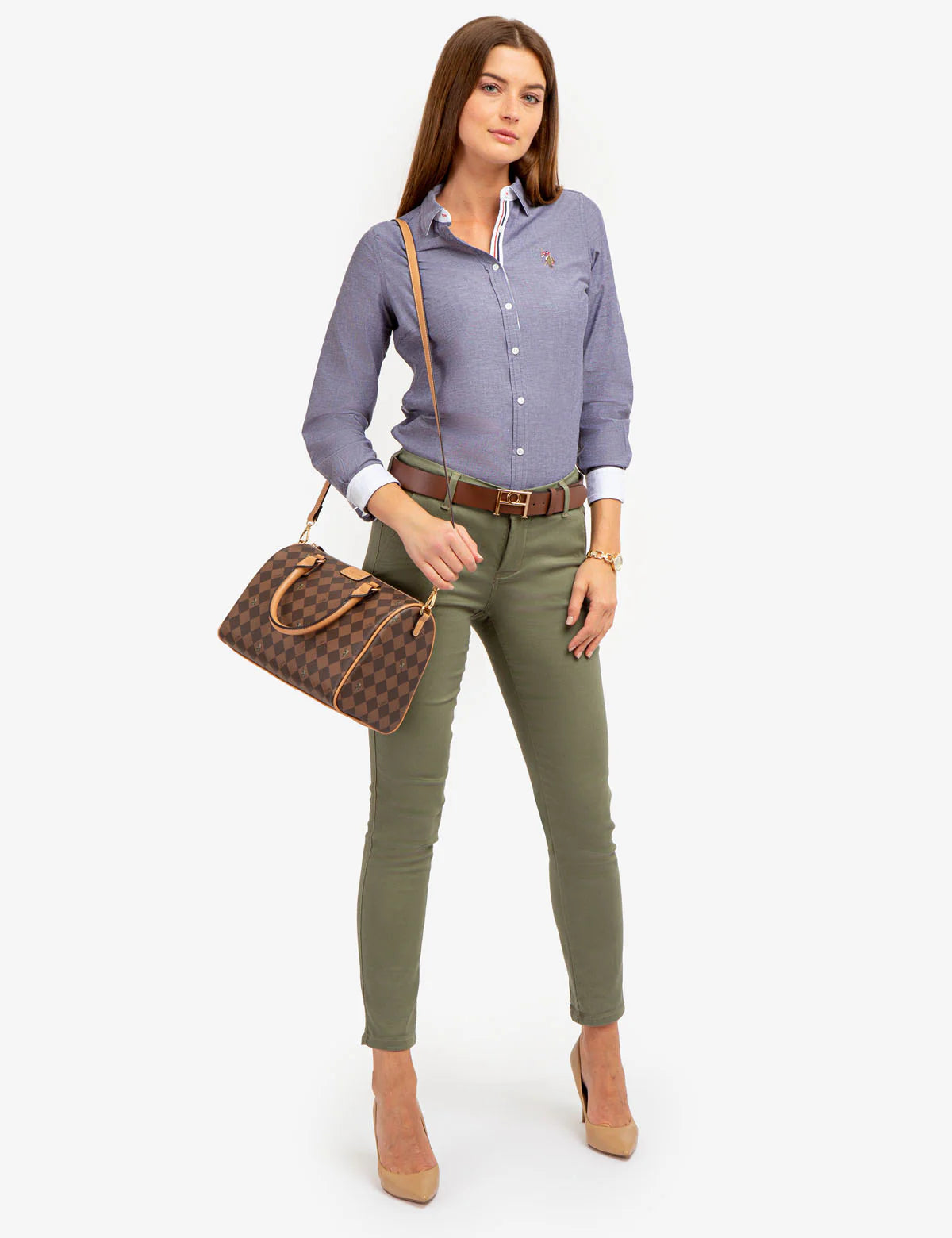 Chemise Oxford unie stretch à manches longues