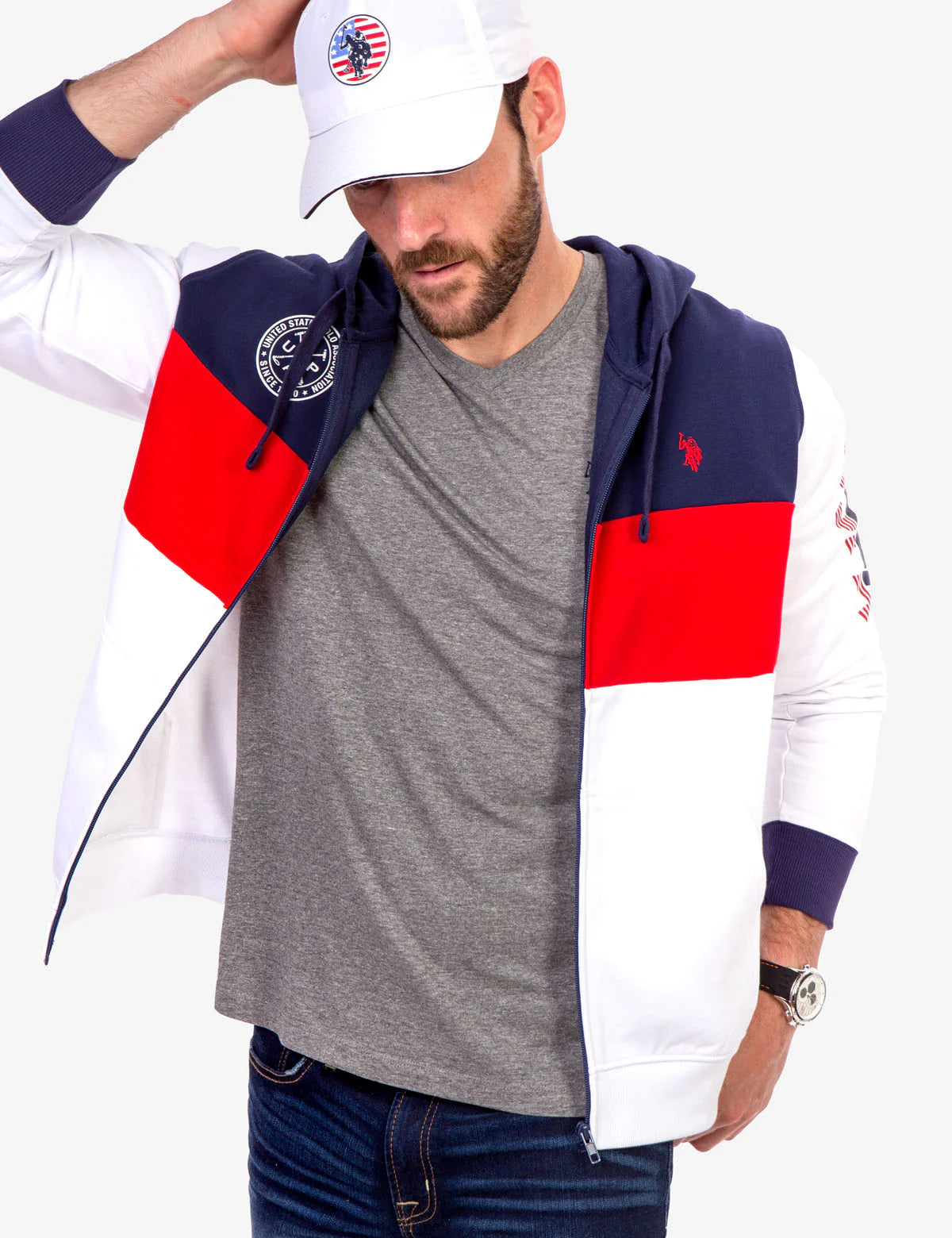 Sweat à capuche zippé USPA colorblock