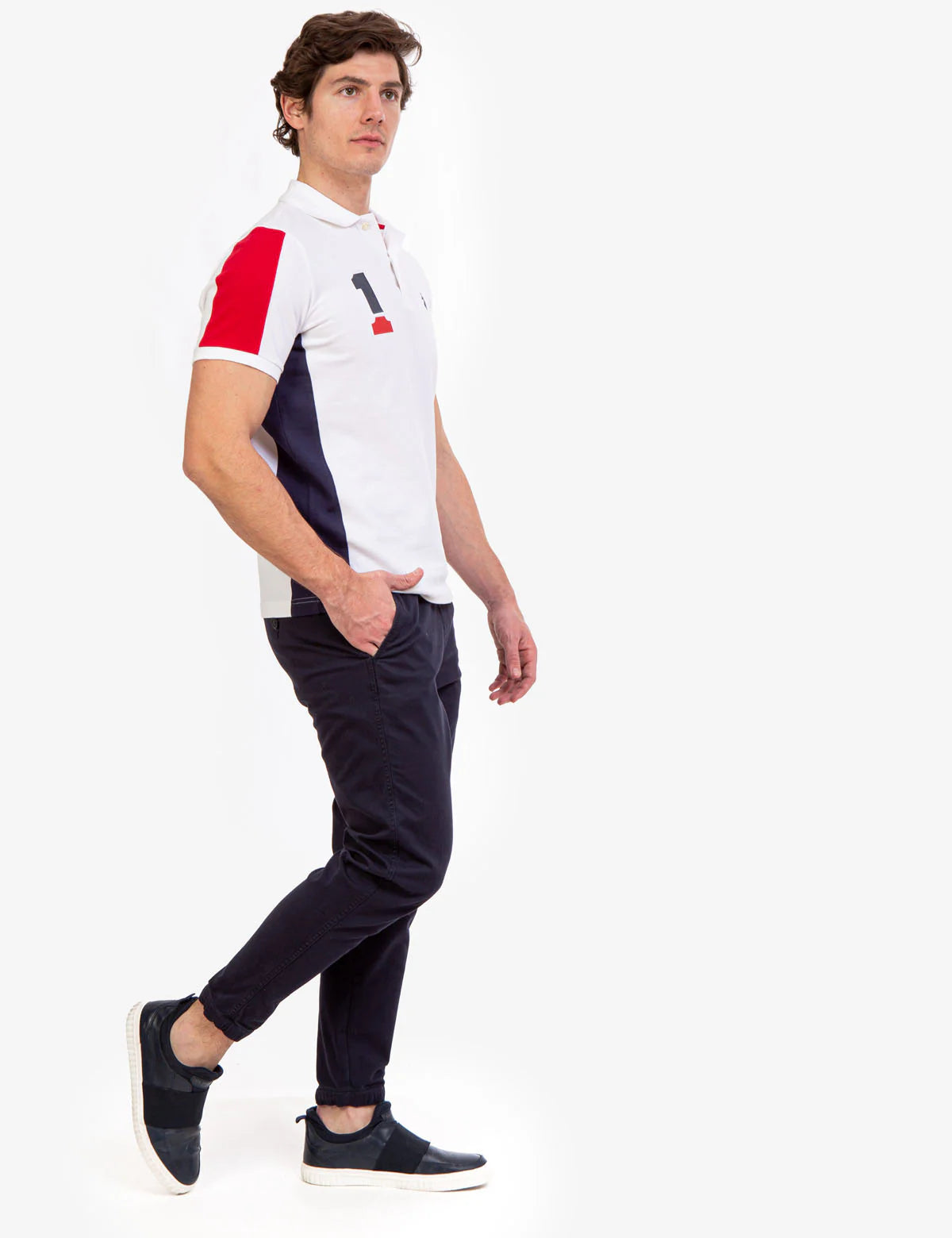 Polo en piqué à empiècements