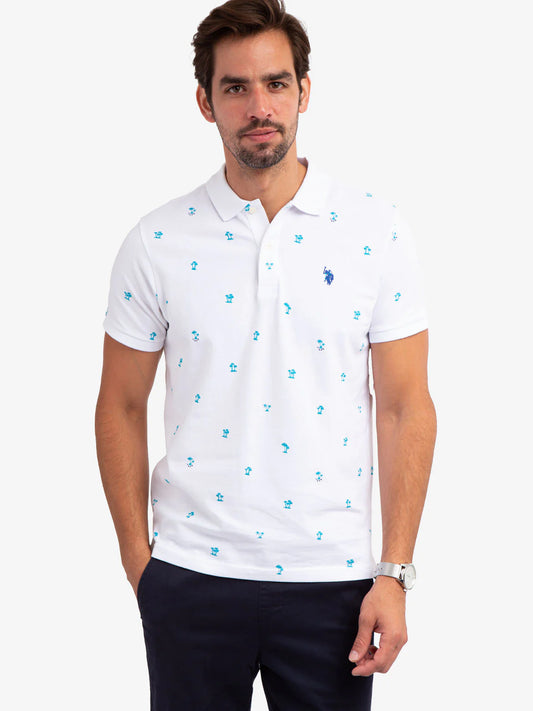 Polo en piqué à imprimé palmiers