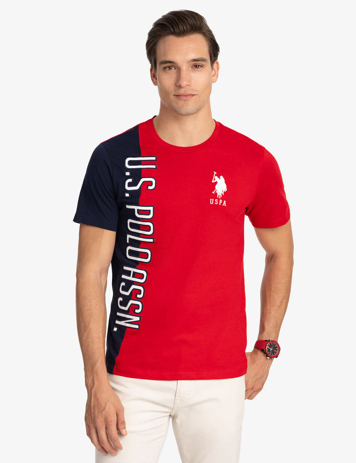 T-shirt colorblock à graphisme vertical