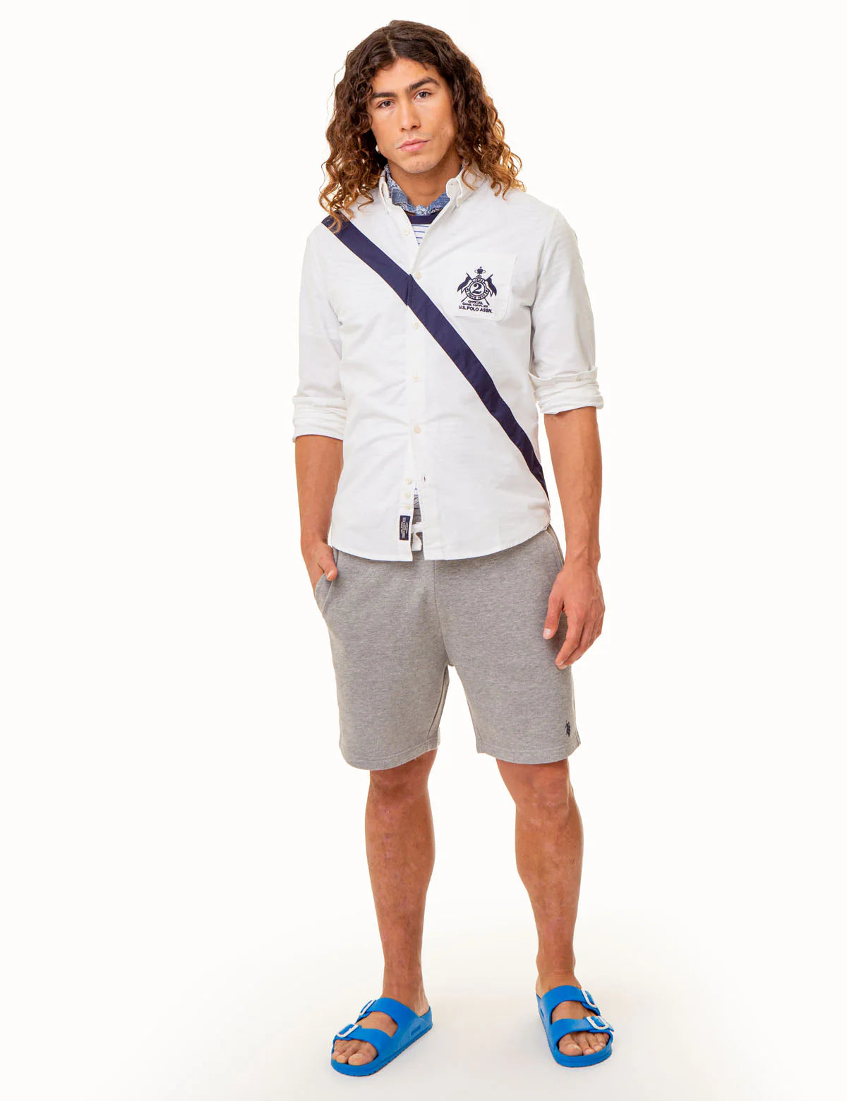 Chemise Oxford à manches longues avec bande diagonale
