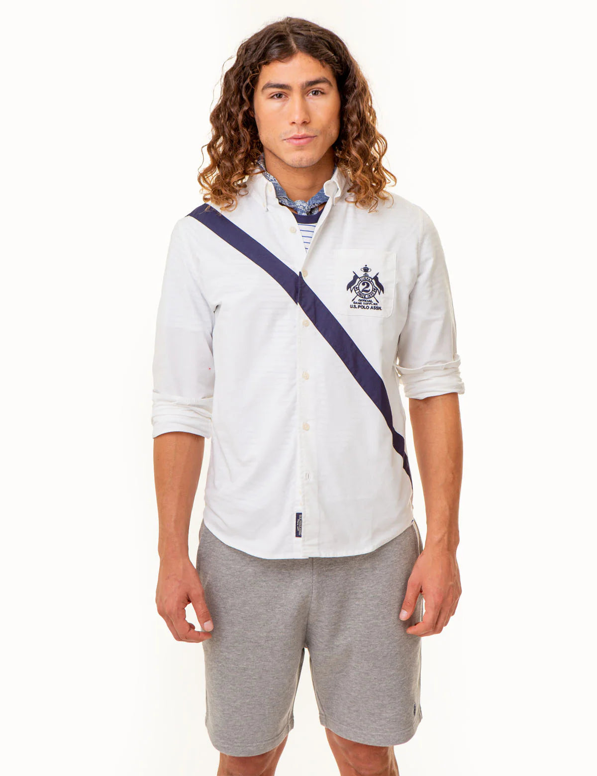 Chemise Oxford à manches longues avec bande diagonale