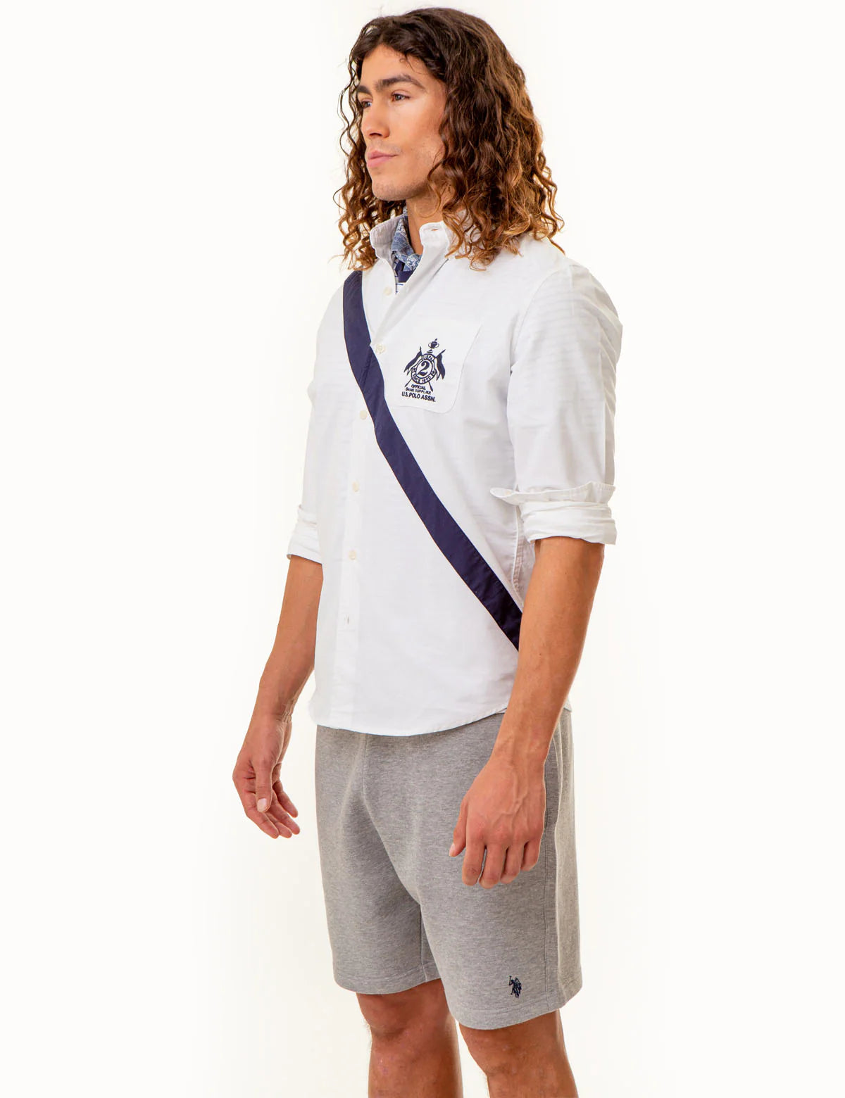 Chemise Oxford à manches longues avec bande diagonale