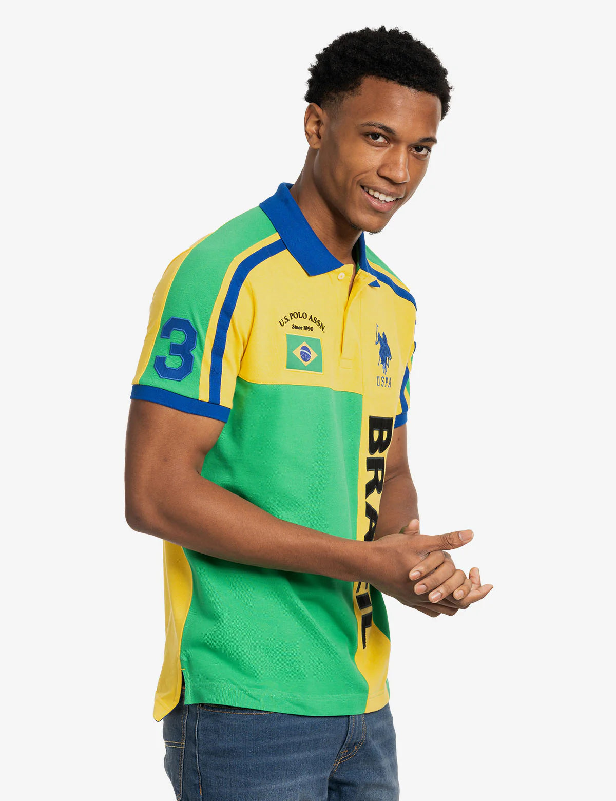 Polo piqué colorblock vertical Brésil