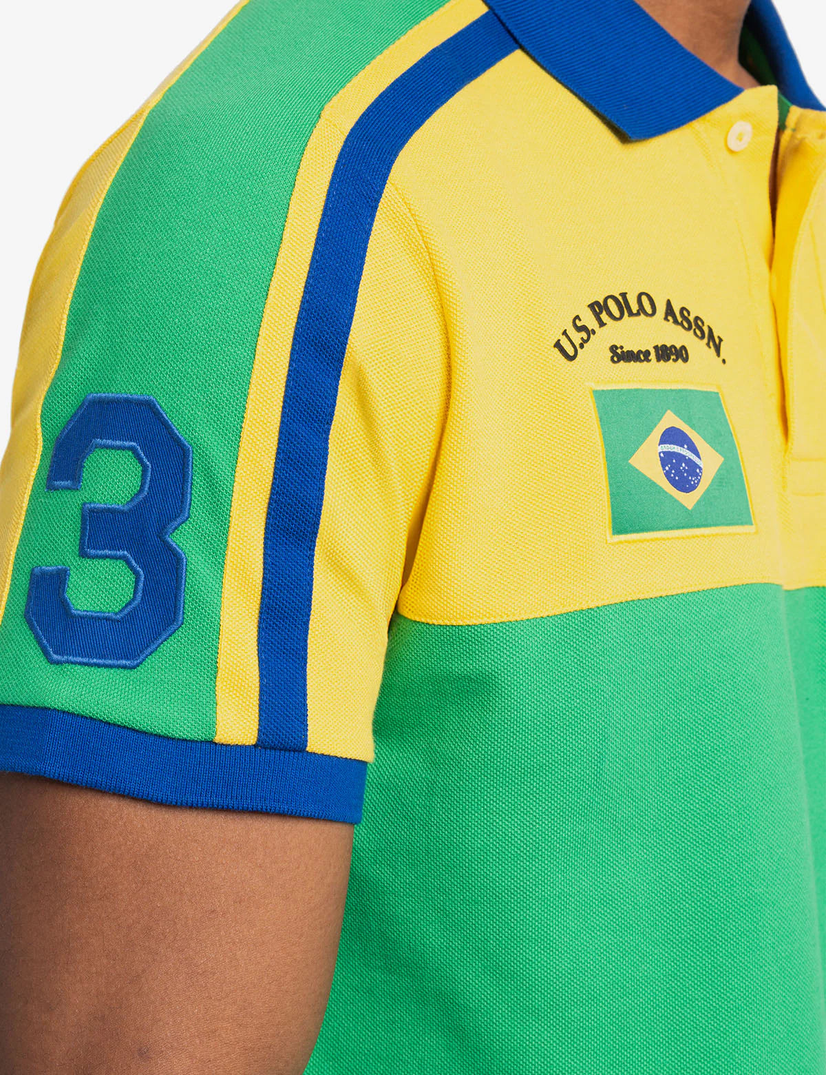 Polo piqué colorblock vertical Brésil