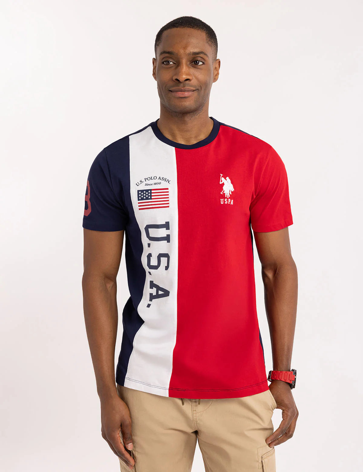 Tee-shirt en jersey à blocs de couleurs USA