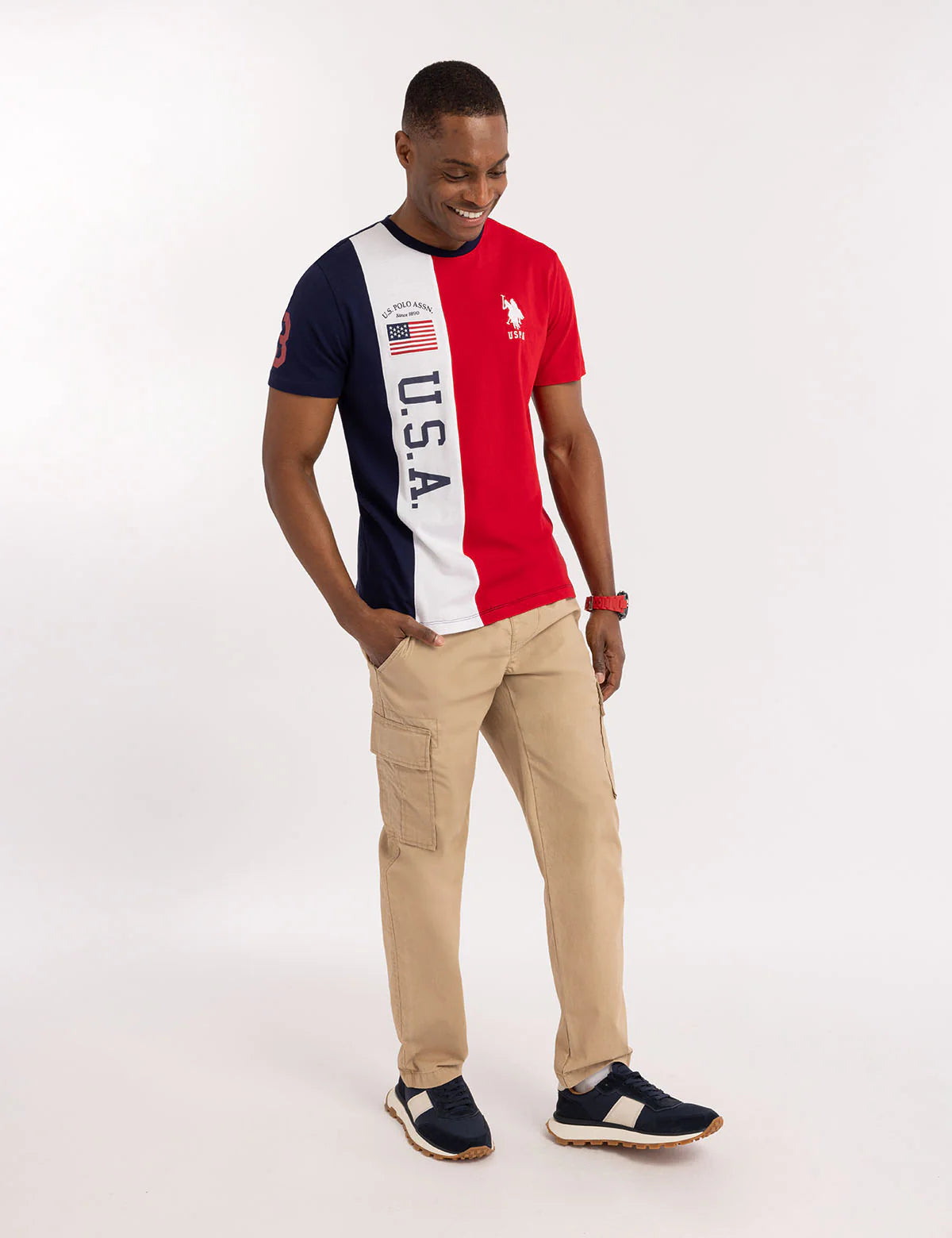 Tee-shirt en jersey à blocs de couleurs USA