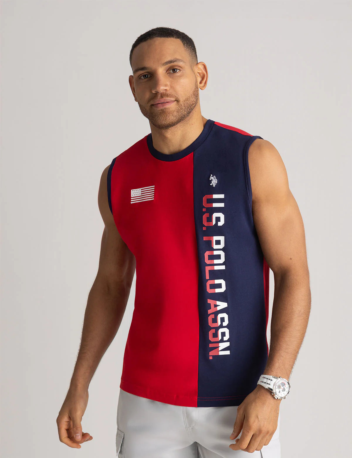 Débardeur muscle colorblock à imprimé vertical