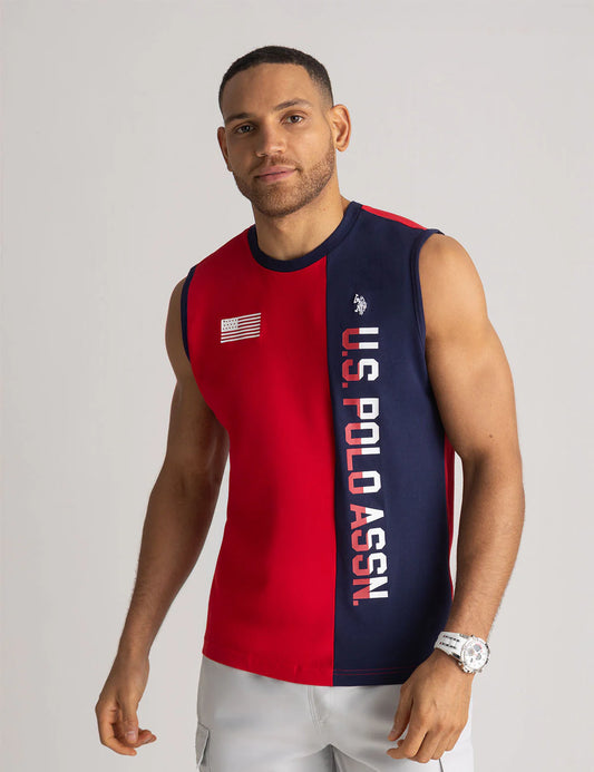 Débardeur muscle colorblock à imprimé vertical