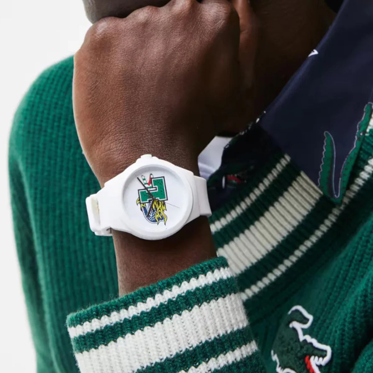 Montre homme Lacoste Neocroc en silicone blanc