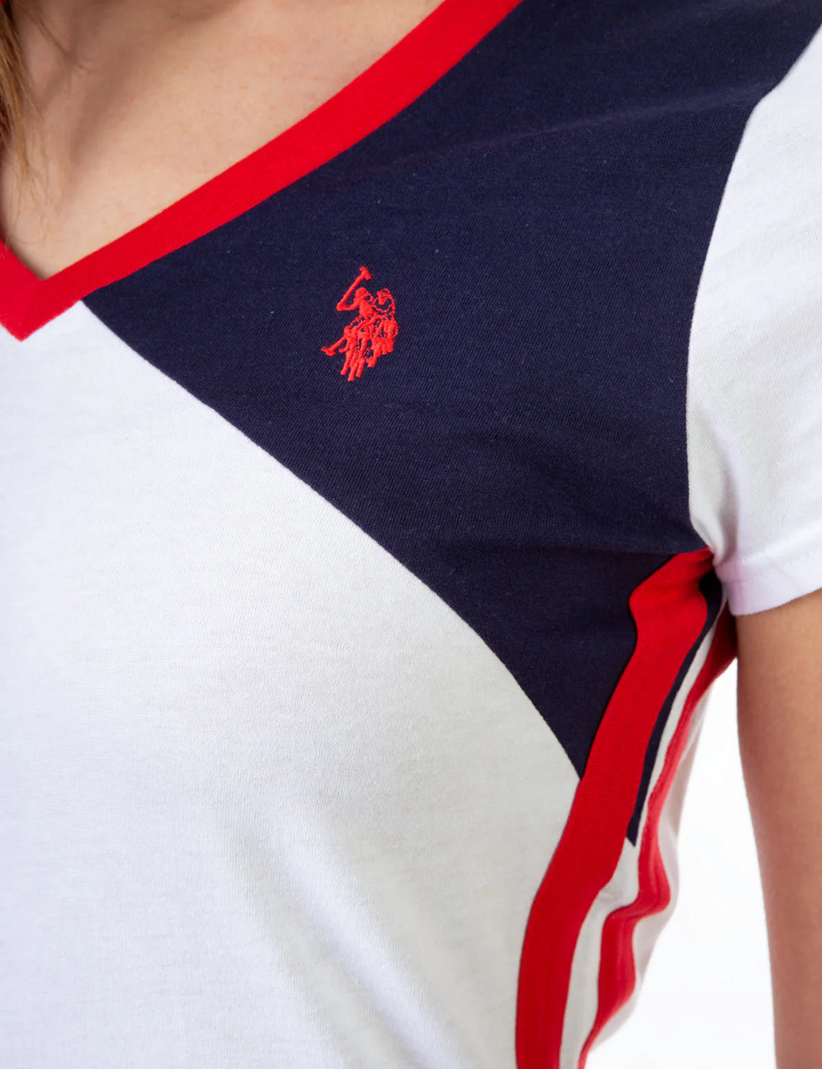 T-shirt col V colorblock