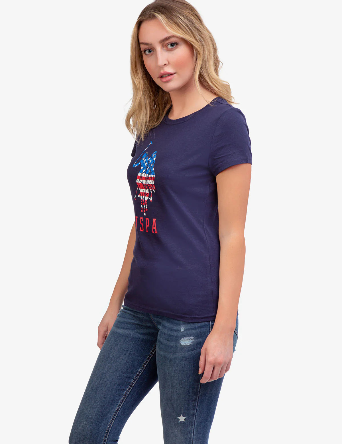 T-shirt col rond avec logo et drapeau