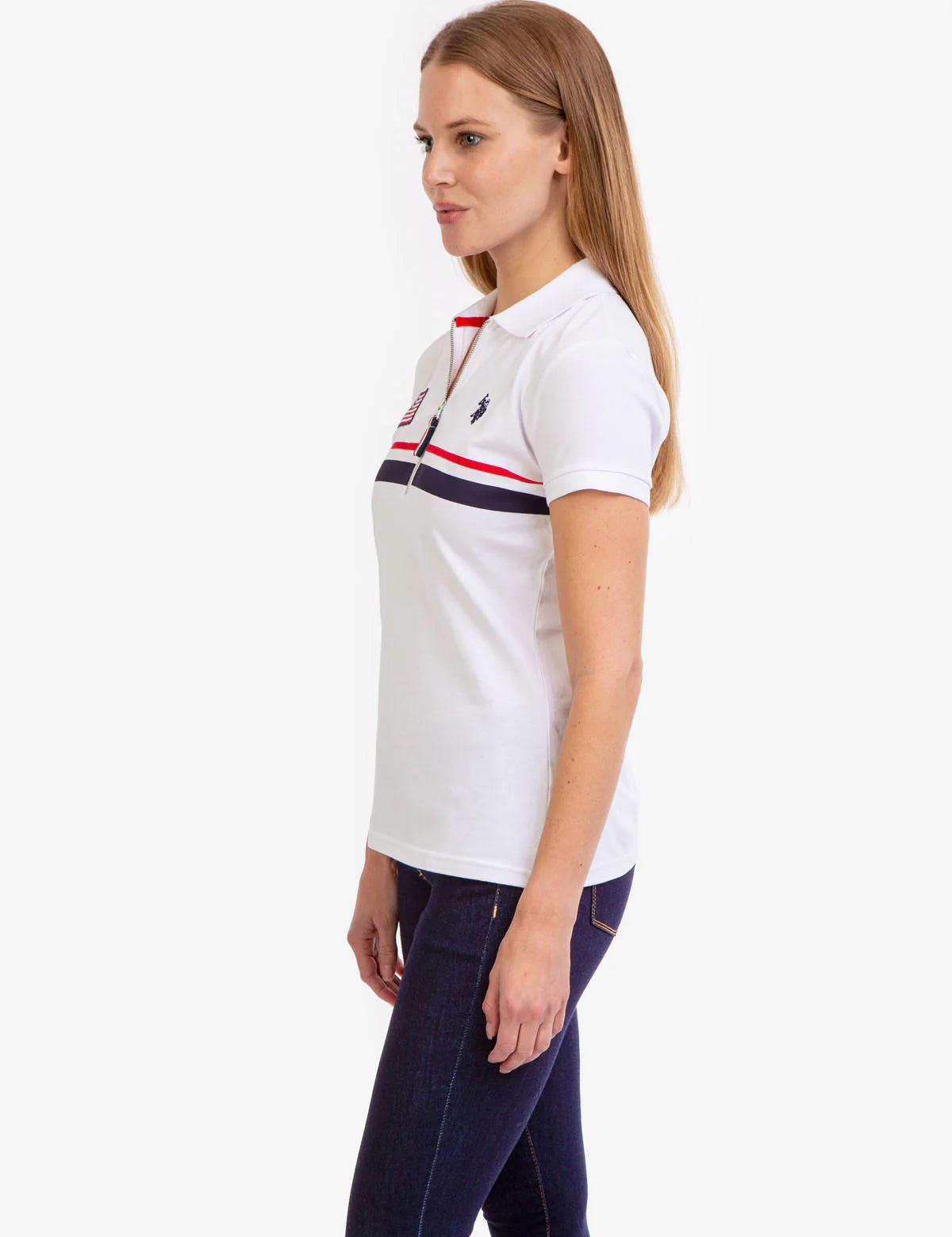 Polo à fermeture éclair avec motif drapeau