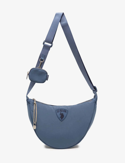 Sac bandoulière croissant en nylon avec pochette zippée