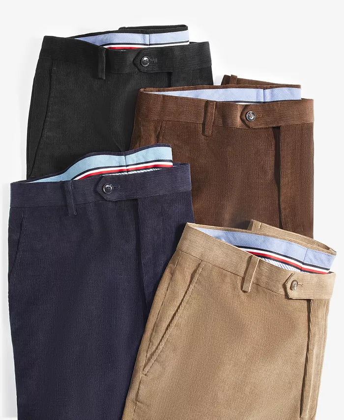 Pantalon en velours côtelé uni coupe moderne pour homme
