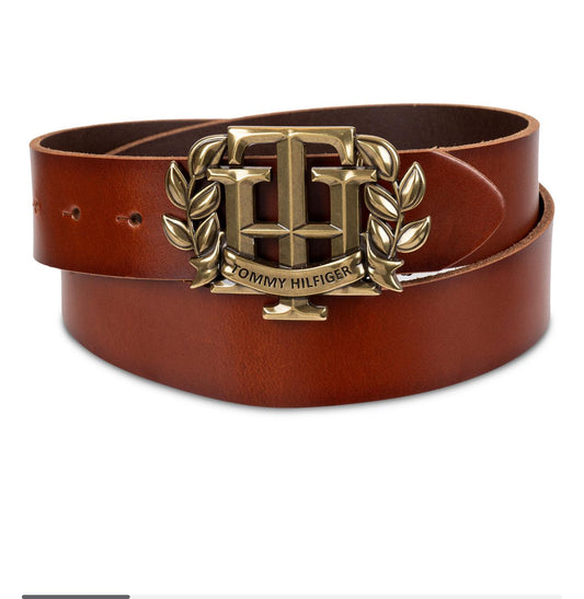 Ceinture en cuir pour homme à boucle plaque monogramme emblématique