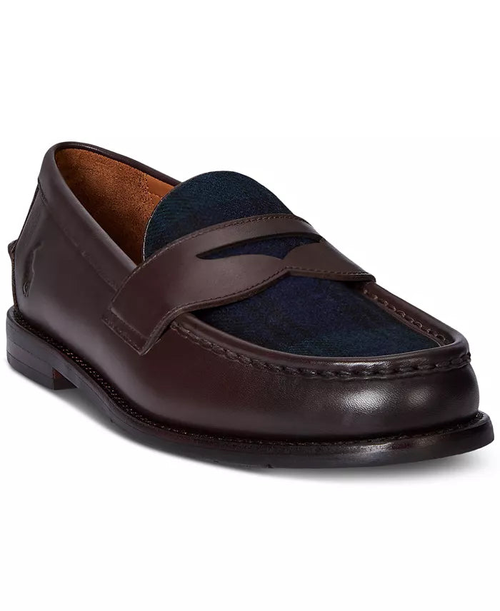 Mocassins Penny Alston pour homme en cuir et laine à carreaux