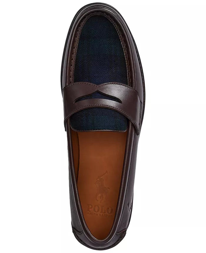 Mocassins Penny Alston pour homme en cuir et laine à carreaux