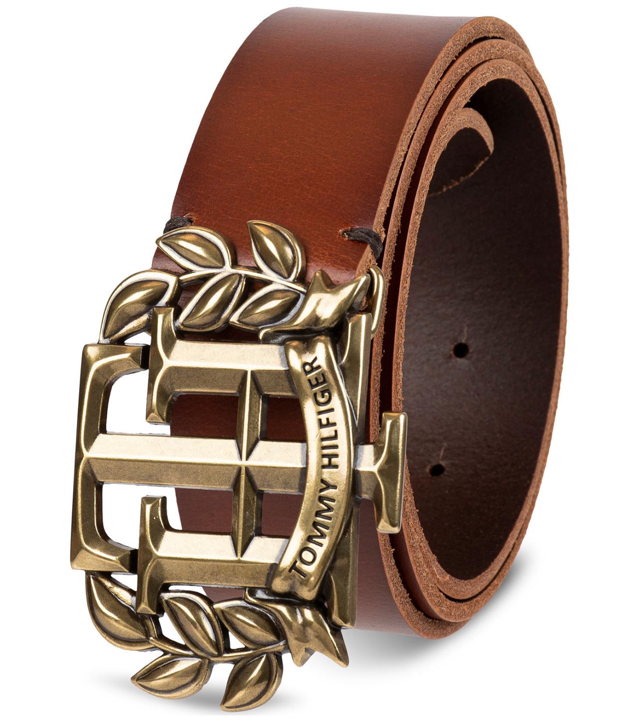 Ceinture en cuir pour homme à boucle plaque monogramme emblématique