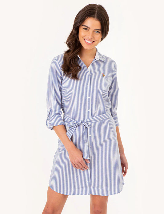 Robe Oxford rayée multicolore avec logo