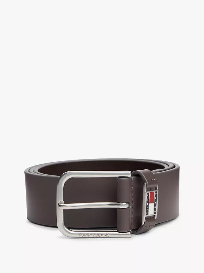 Tommy Jeans – Ceinture en cuir avec badge émaillé
