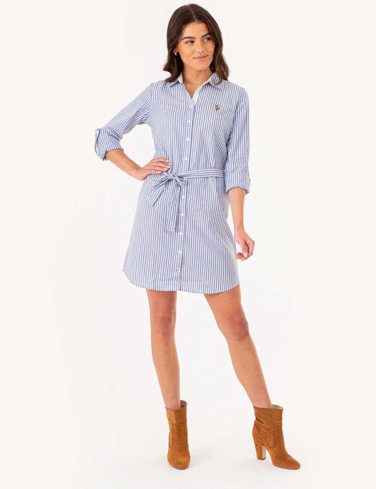 Robe Oxford rayée multicolore avec logo