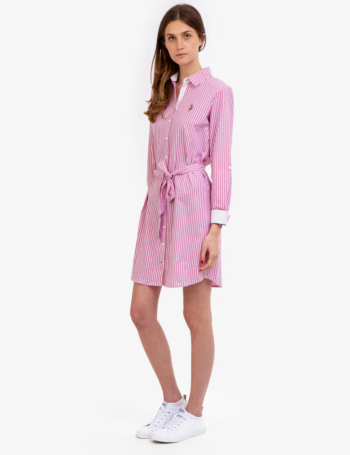 Robe Oxford rayée multicolore avec logo