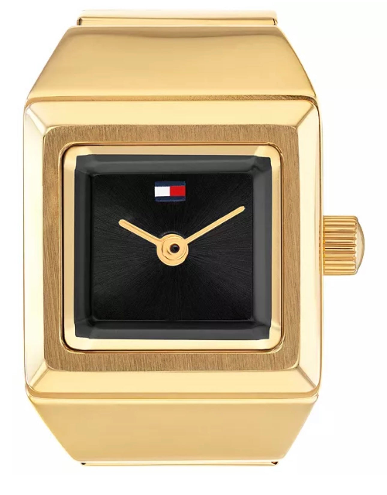 Montre-bague en acier inoxydable doré à quartz