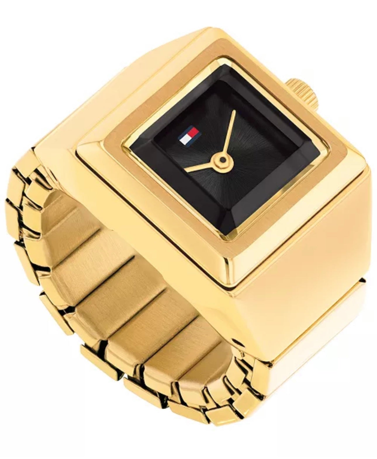 Montre-bague en acier inoxydable doré à quartz