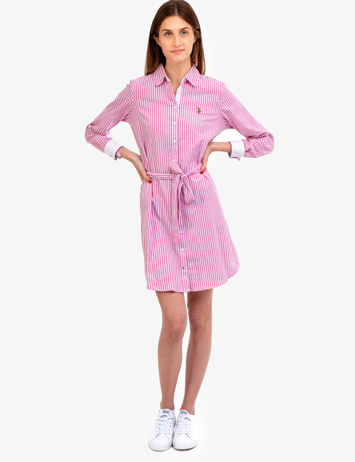 Robe Oxford rayée multicolore avec logo