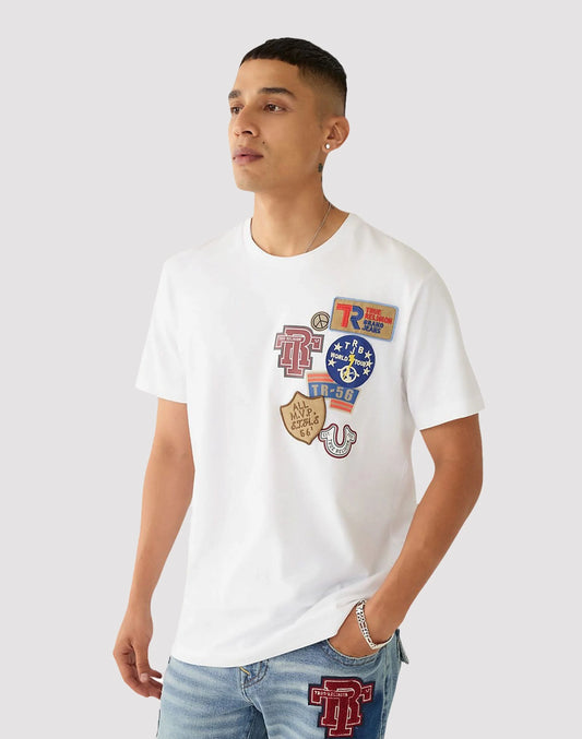 T-shirt blanc pour homme avec écusson universitaire
