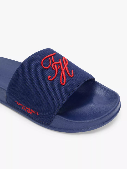 Claquettes de piscine en toile à monogramme script