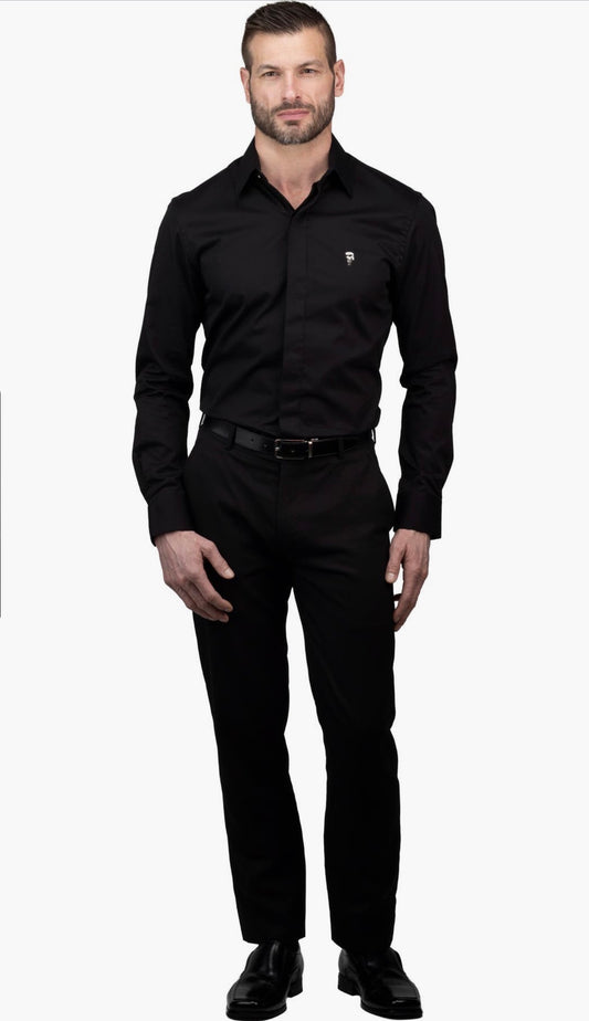 Chemise habillée en coton uni coupe ajustée