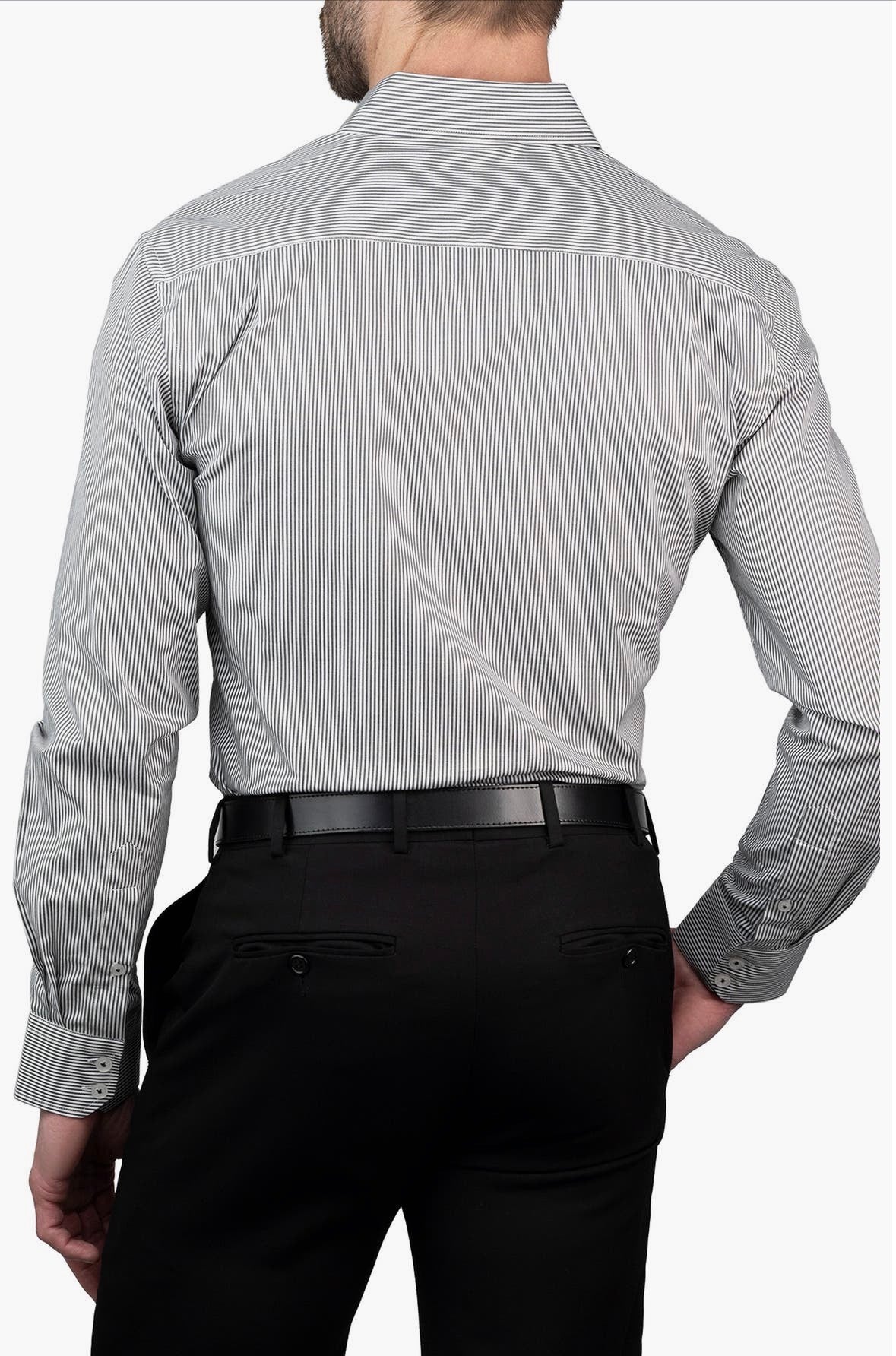 Chemise habillée en coton à rayures coupe ajustée