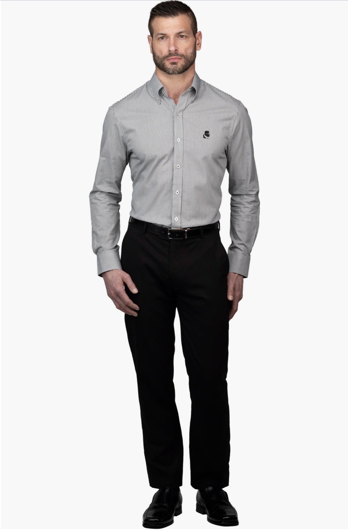 Chemise habillée en coton à rayures coupe ajustée