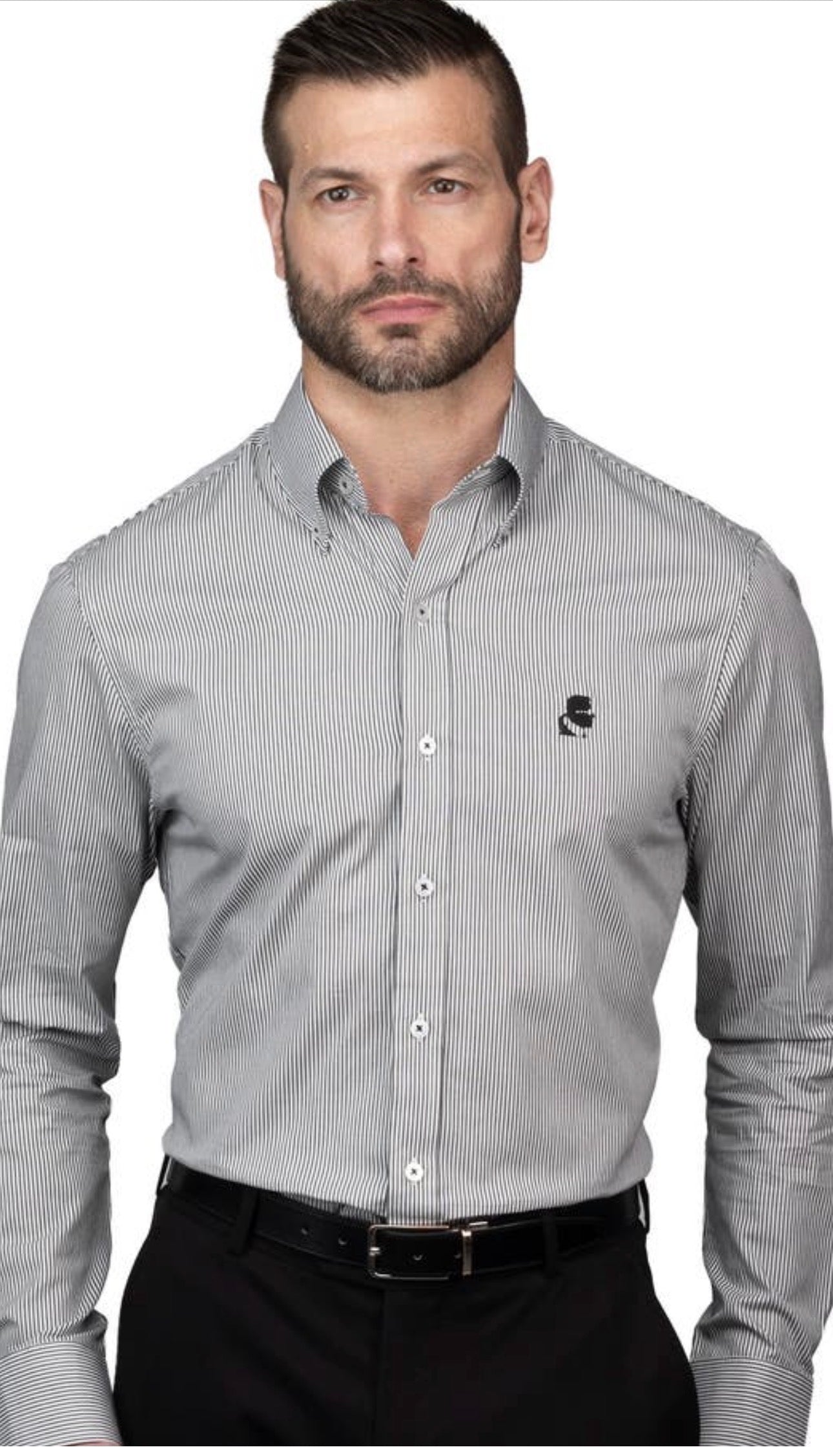 Chemise habillée en coton à rayures coupe ajustée