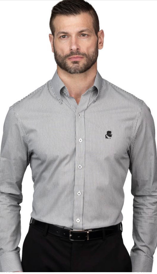 Chemise habillée en coton à rayures coupe ajustée