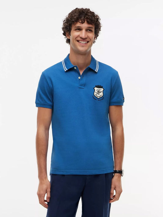 Polo en piqué avec monogramme et écusson, coupe régulière (