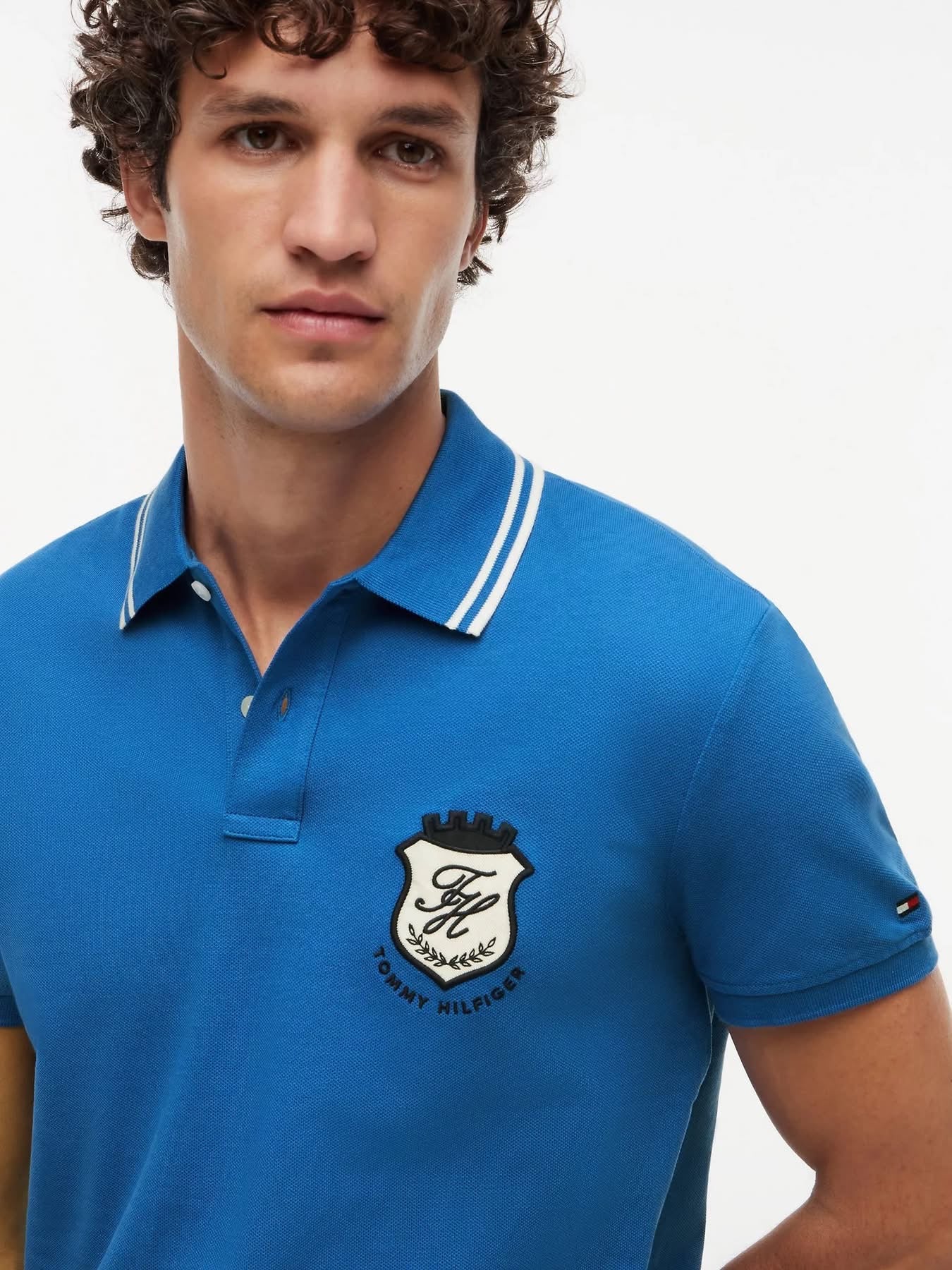 Polo en piqué avec monogramme et écusson, coupe régulière (