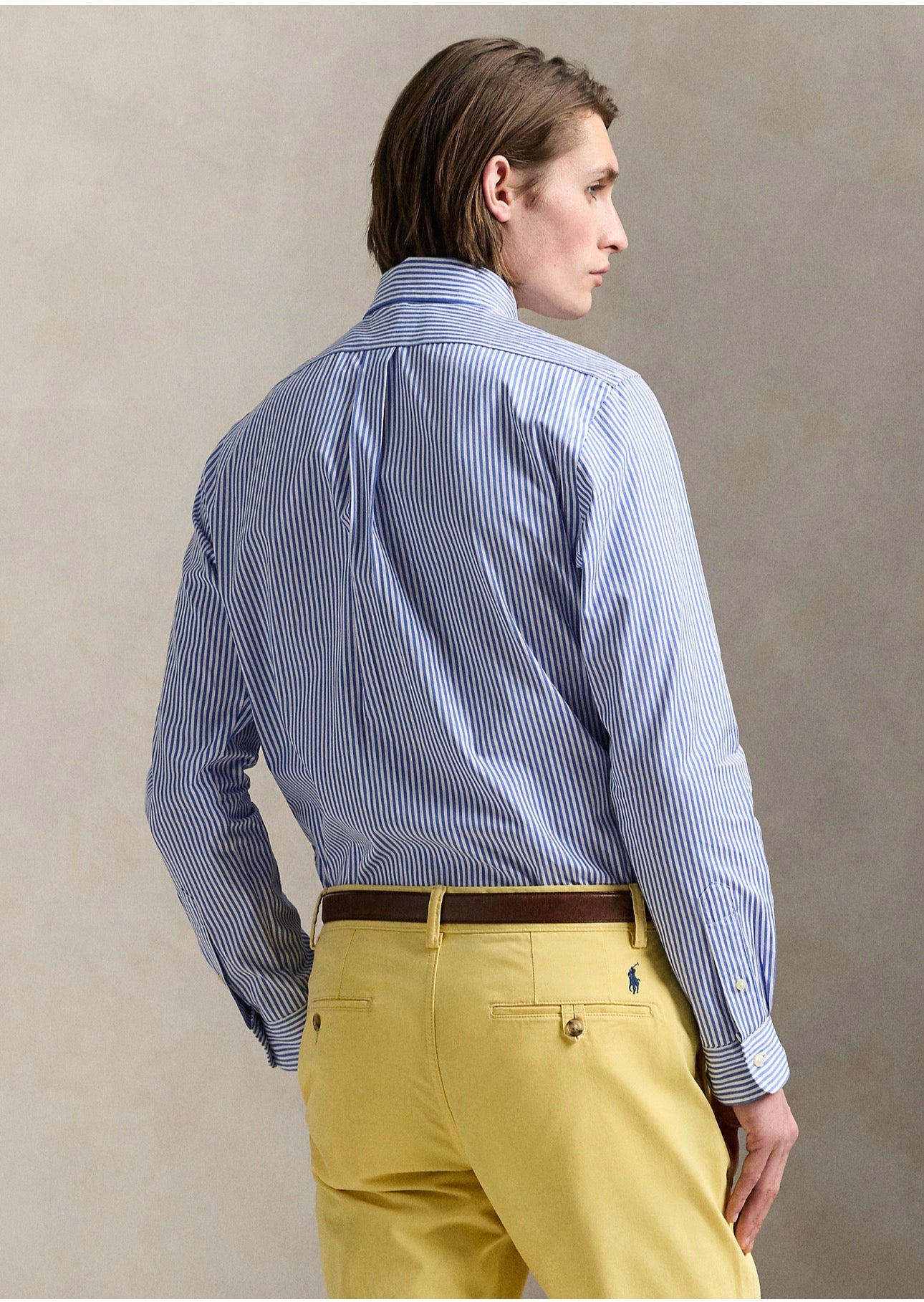 Chemise en popeline rayée Classic Fit à écusson