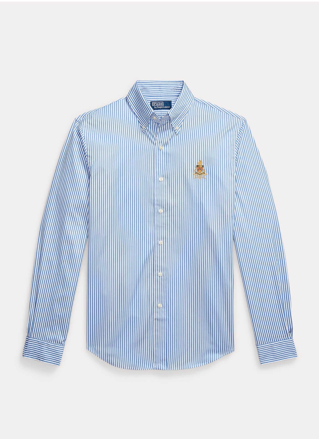 Chemise en popeline rayée Classic Fit à écusson